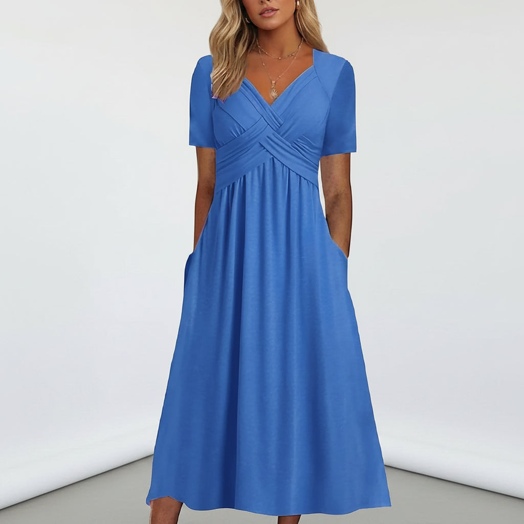 Milada | Elegantní midi šaty s překříženým výstřihem