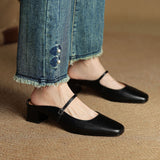 Jaroslava | Kožené Slingback Lodičky s Blokovým Podpatkem