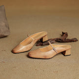 Jaroslava | Kožené Slingback Lodičky s Blokovým Podpatkem