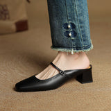 Jaroslava | Kožené Slingback Lodičky s Blokovým Podpatkem