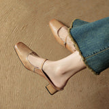 Jaroslava | Kožené Slingback Lodičky s Blokovým Podpatkem