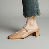 Jaroslava | Kožené Slingback Lodičky s Blokovým Podpatkem