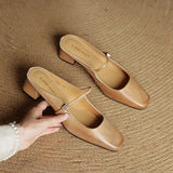 Jaroslava | Kožené Slingback Lodičky s Blokovým Podpatkem