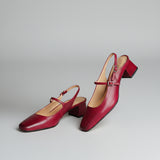 Jaroslava | Kožené Slingback Lodičky s Blokovým Podpatkem