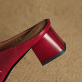 Jaroslava | Kožené Slingback Lodičky s Blokovým Podpatkem