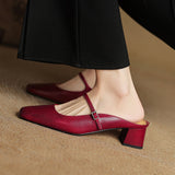 Jaroslava | Kožené Slingback Lodičky s Blokovým Podpatkem