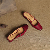 Jaroslava | Kožené Slingback Lodičky s Blokovým Podpatkem