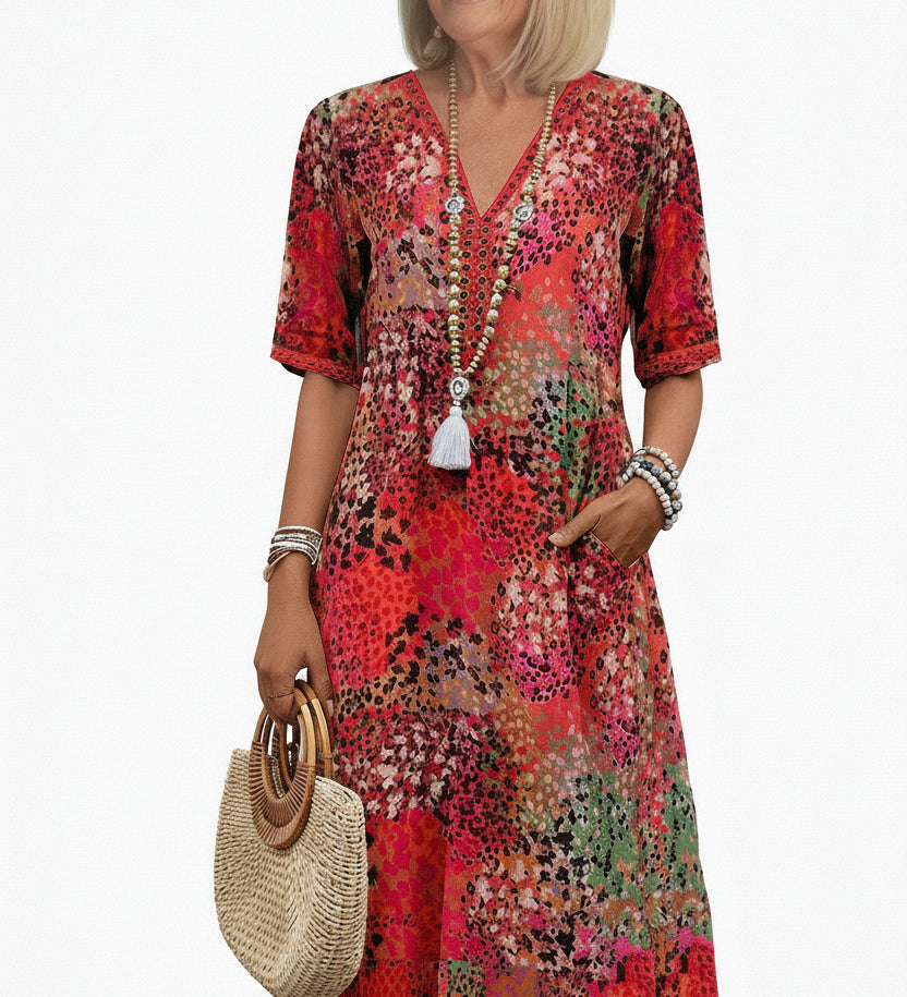 Vendula | Boho midi šaty se vzorem