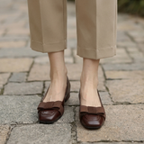 Kamila | Kožené Baleríny S Elegantní Mašlí