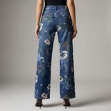 Milena | Květinové Wide Leg Džíny